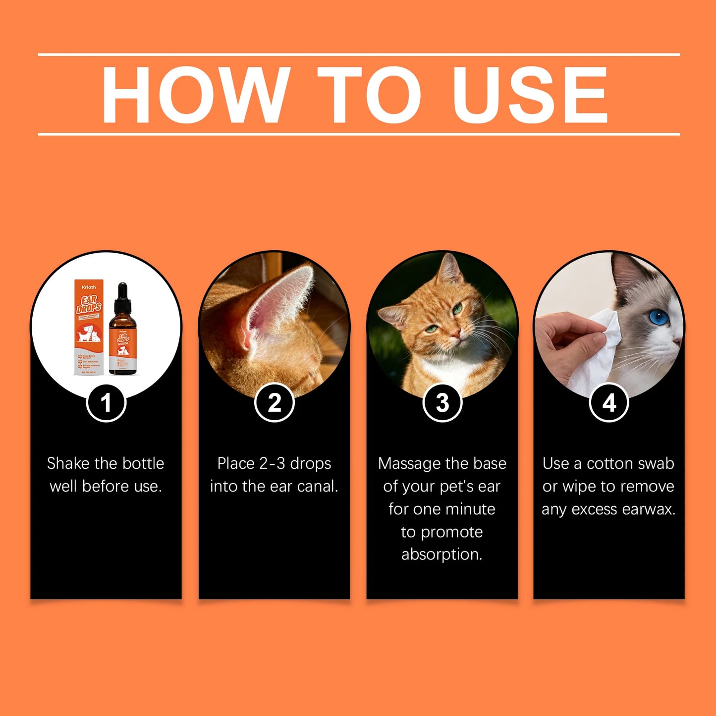Dog Ear Care Drops Earwax Remover Relieve Itching Reduce Odor Anti-Fungals Dogs Cats Care Agent Gentle Pet Ear Cleaner Liquid