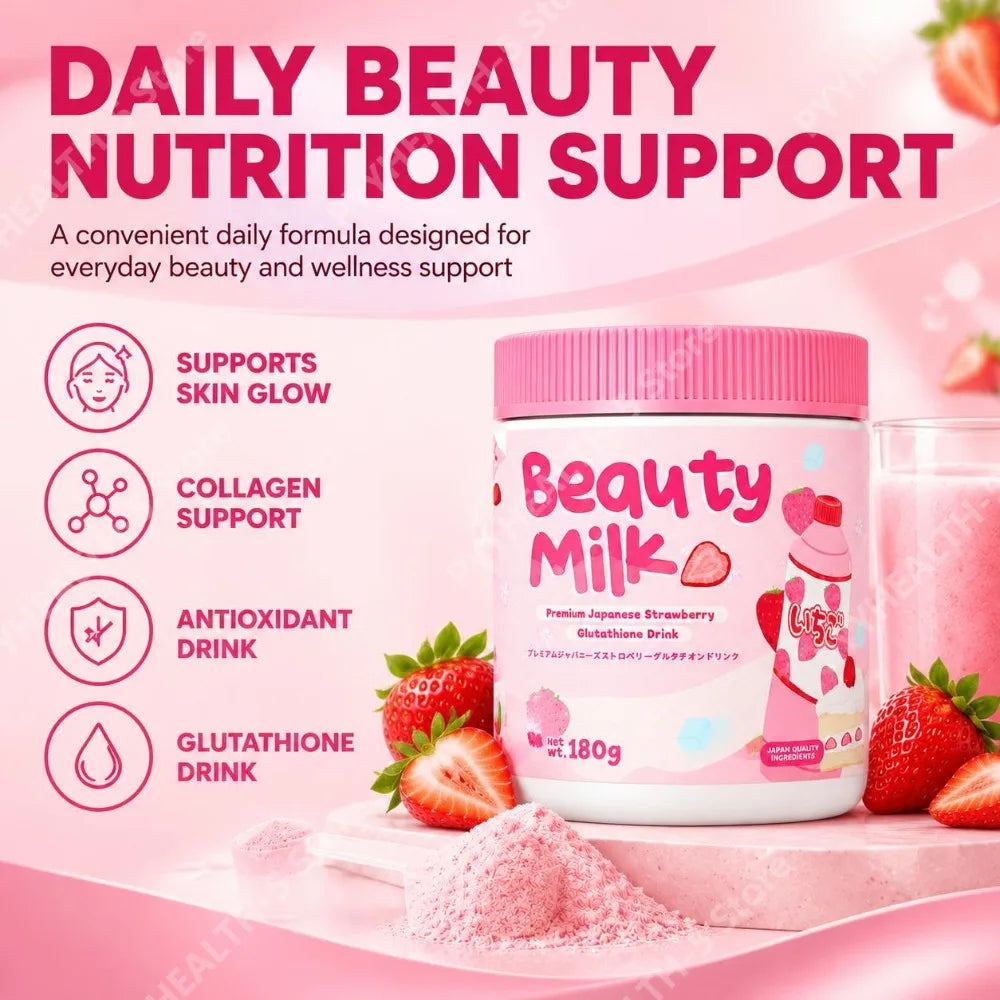 Beauty Milk Collagen Powder with Glutathione Hydrolyzed Marine Collagen Vitamin C Support Antioxidant and Skin Glow Net 180g Jar