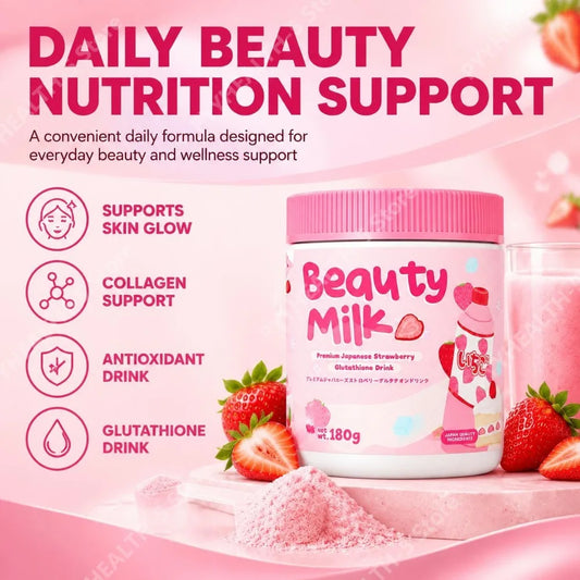 Beauty Milk Collagen Powder with Glutathione Hydrolyzed Marine Collagen Vitamin C Support Antioxidant and Skin Glow Net 180g Jar