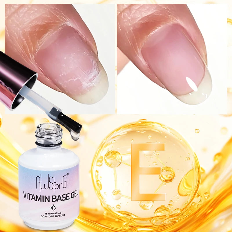 AWStorG 15ML Fiber Builder Nail Gel In A Bottle UV Semi Permanent Clear Pink Nail Strengthener Extension Construction Gel