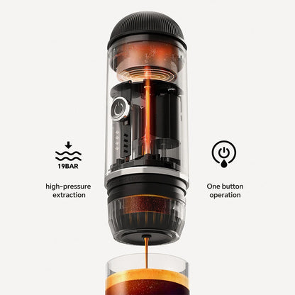 Wireless Portable Espresso Coffee Machine 19 Bar Automatic Heating fit Capsule & Ground Travel Coffee Maker for Camping Office