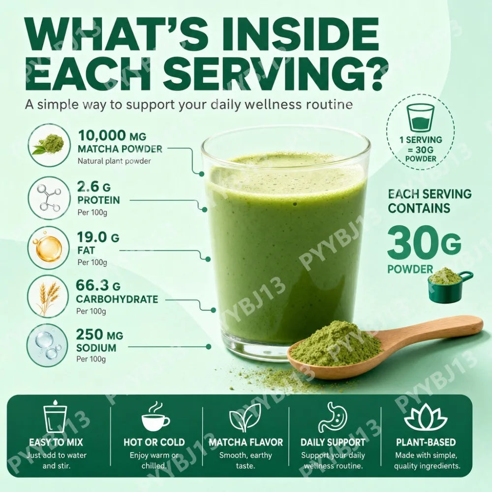 Googeer Matcha Latte Drink Mix with Matcha Powder, Sweetened Instant Beverage for Hot Drinks, Easy-Mix Resealable Pouch, 200g