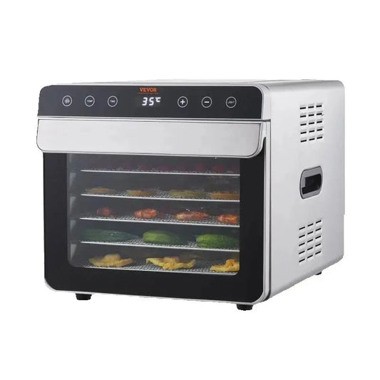 SucceBuy 6 Trays Food Dehydrator Machine 700W Stainless Steel Electric Food Dryer w/ Digital Adjustable Timer & Temperature
