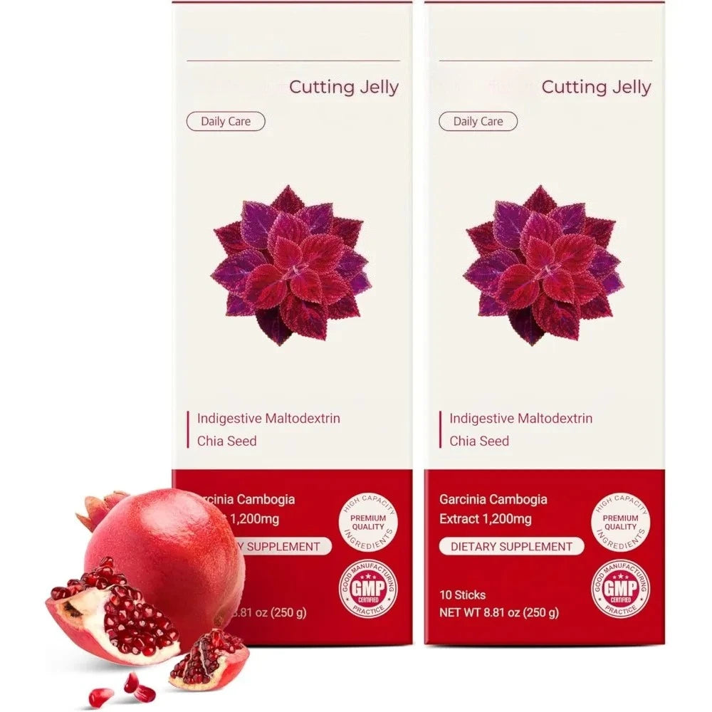 Pomegranate Flavored Wellness Jelly with Garcinia Cambogia Chia Seed Dietary Supplement 10 Sticks  Non-GMO Gluten Free