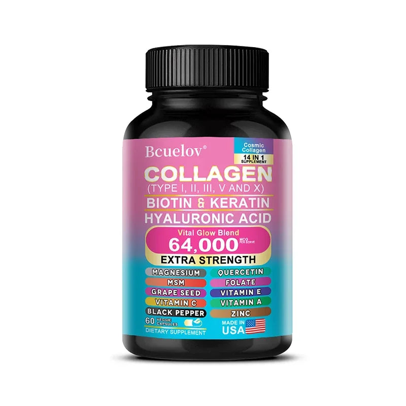 Collagen Peptide Capsules - Hair, Nail, Skin, and Joint Health Supplements, Boosts Energy, Tightens Skin, Antioxidant
