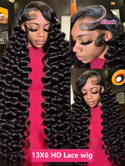 Loose Deep Wave 13x6 Hd Lace Front Human Hair Wig For Women Brazilian Curly Glueless Wigs On Clearance Sale 200 Density 40 inch