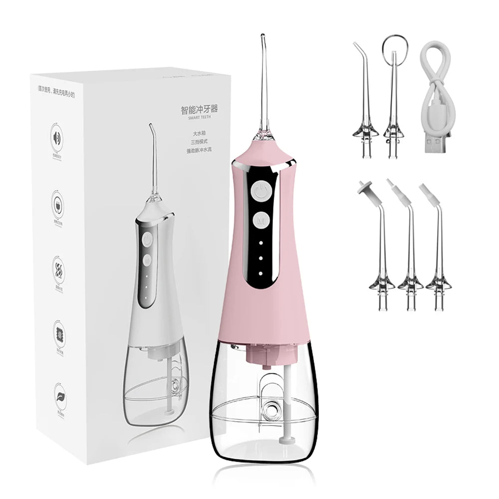 Dental Oral Irrigator Water Flosser Thread Teeth Pick Mouth Washing Machine 5 Nozzels 3 Modes USB 300ml Washing Machine