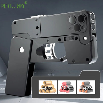 Phone 15 15Pro 15Pro Max Folding Mobile Phone Soft Bullet Launcher Mini Portable Toy Gun Model Adult Games Toy M4 AR15 AK ZG282