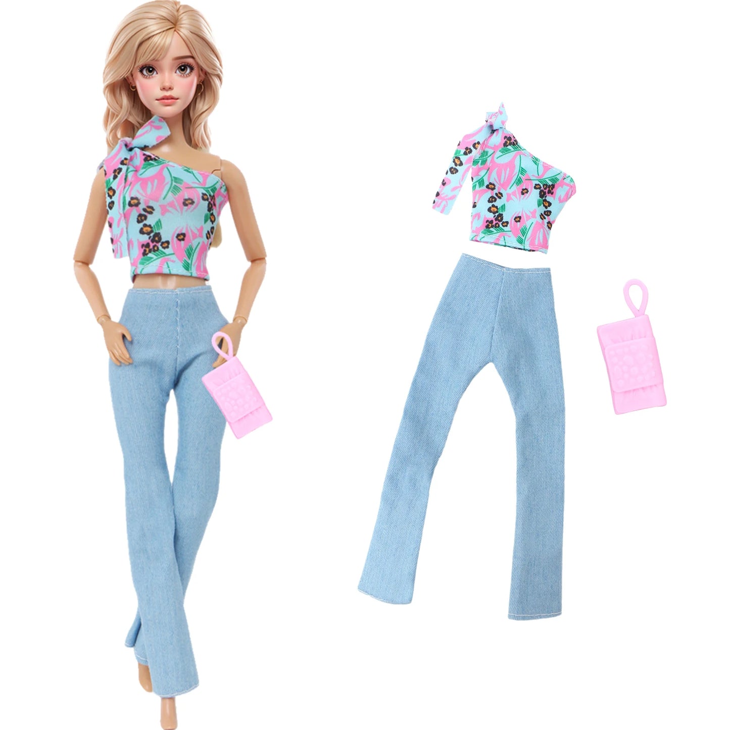 1/6 Doll Outfit Ba Doll Bie Shiny Princess Dress Clothes 30cm 11.5 Inch Doll Accessories Skirt Coat Top Pants with Shoes Hat Bag