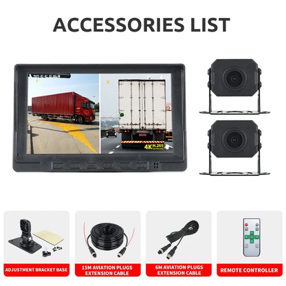 MJDOUD 7 inch Truck Car Monitor 2CH DVR Video 1920*1080p IPS Screen Recorder for Bus truck Reverse Backup Vehicle Camera 12-24V