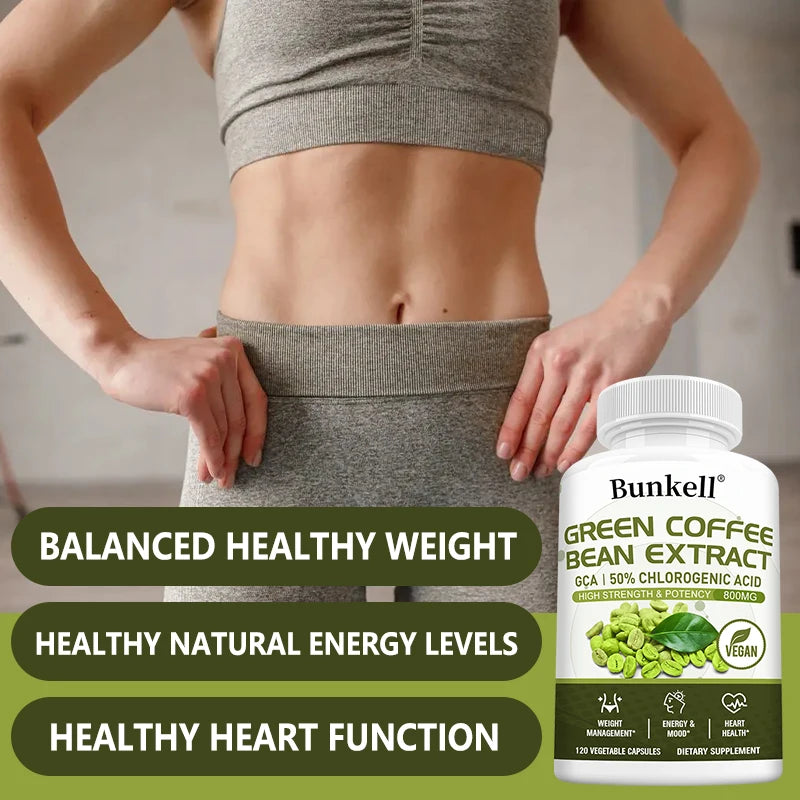 Green Coffee Bean Extract Capsules, Antioxidant, Support Metabolism & Daily Energy, Digestive & Cardiovascular Wellness