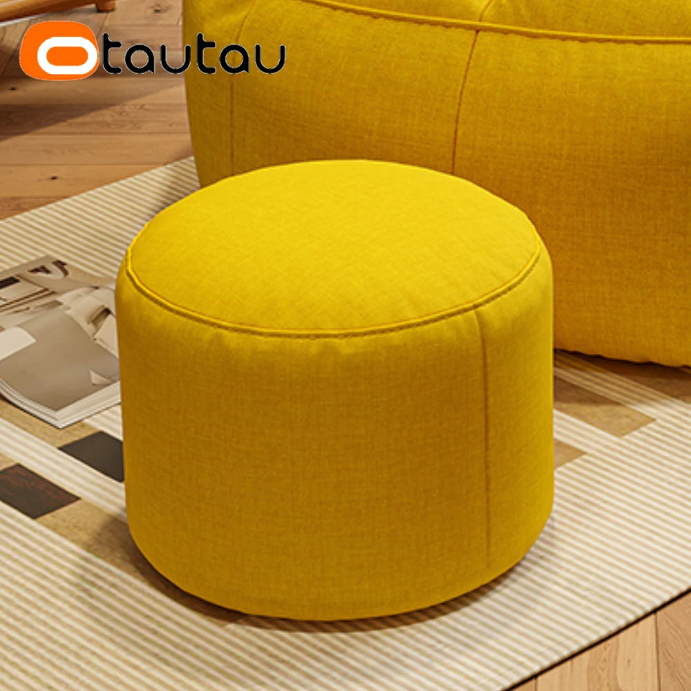 OTAUTAU Cotton Linen Bean Bag Chair with Filling Corner Beanbag Pouf with Ottoman Adults Kids Floor Sofa Nest Couch SF153