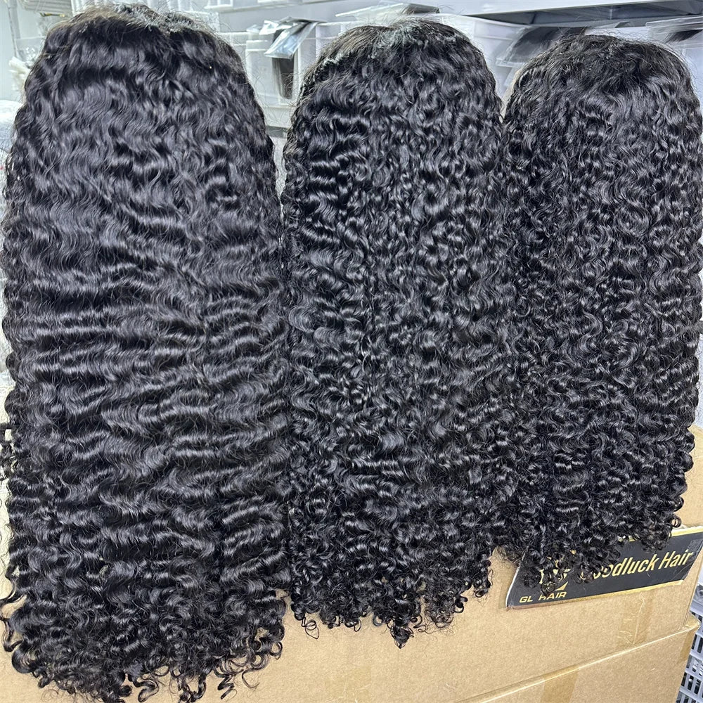250 3C4A Burmese Curly Human Hair Wigs Curls 13x6 13x4 HD Transparent Lace Frontal Wig For Women Burmese Curly Full Lace Wigs