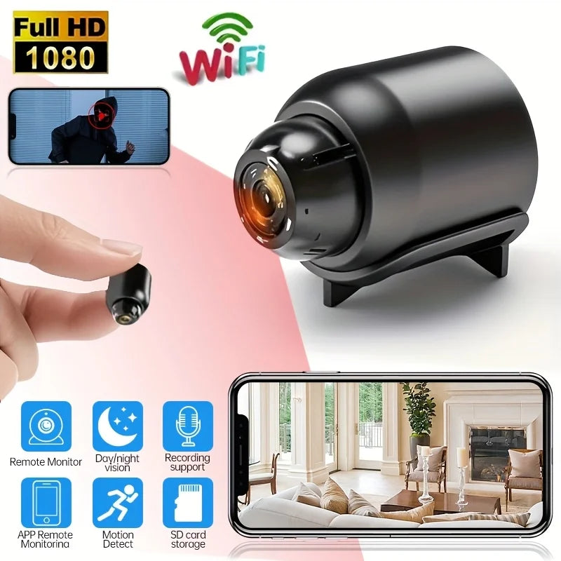 4 Pack Mini WiFi Security Camera, 1080P Wireless Small Surveillance Camera with IR Night Vision, Phone APP Remote View, USB Plug & Play Camera for Home, Rental, Travel & Office, Ideal Christmas & New Year Home Security Gift