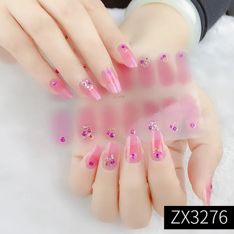 3D Waterproof Nail Art Stickers Self-Adhesive Fashion Colorful Manicure Decal UV LED Lamp Need Gel Nail Decals Nail Decoration