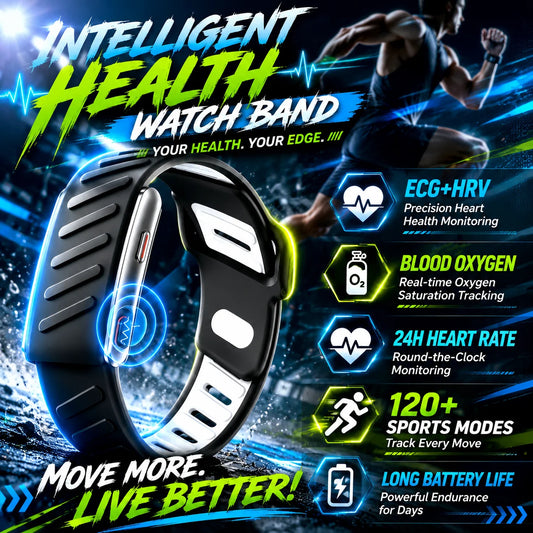 Smart Fitness Bracelet ECG HRV 24H Heart Rate SpO2 Monitor 120+Sports Modes Long Standby Health Tracking Wristband For Adults