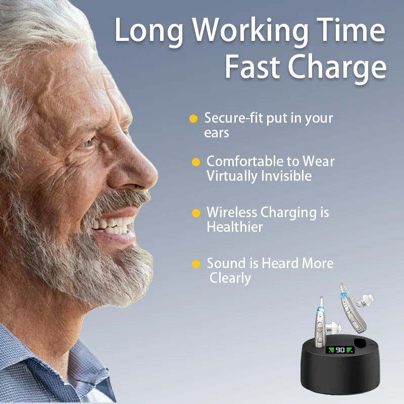Bluetooth Hearing Aid Magnetic Digital Display With Charging Compartment Long-Lasting Battery Life Intelligent Noise Reduction