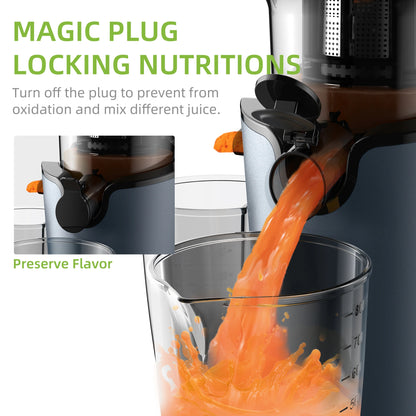 BioloMix 200W Cold Pressed Juicer with 78mm Feed Slot, Crushed Juice Extractor Fits Whole Fruits and Vegetables, Easy to Clean