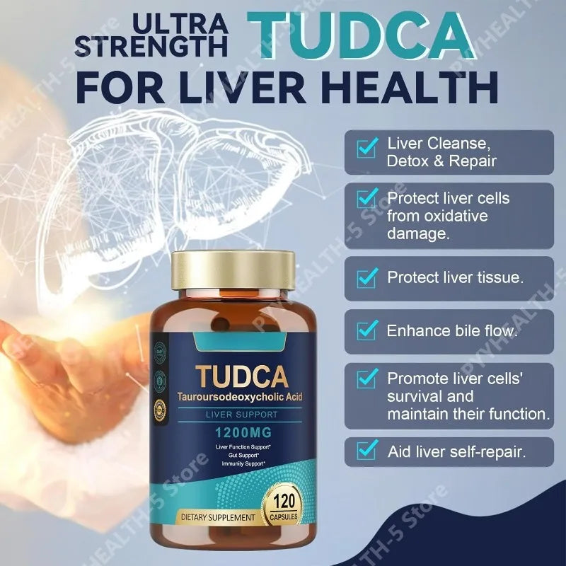 TUDCA Bile Salts, 120 Capsules, Ultra Strength Pure TUDCA Liver Supplements, Liver and Gallbladder Cleanse & Repair, Vegan
