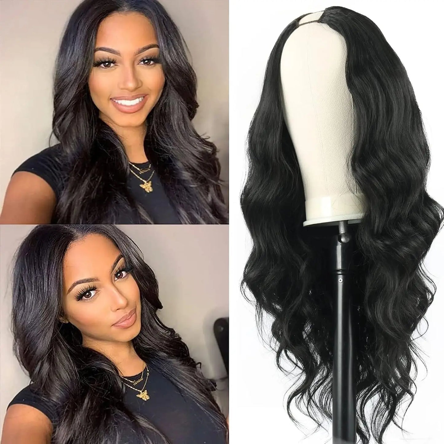 Upgrade 3 IN 1 V Part Human Hair Wigs Glueless Wigs Human Hair With Drawstring Ready to Wear Body Wave V Part Remy Hair Wigs