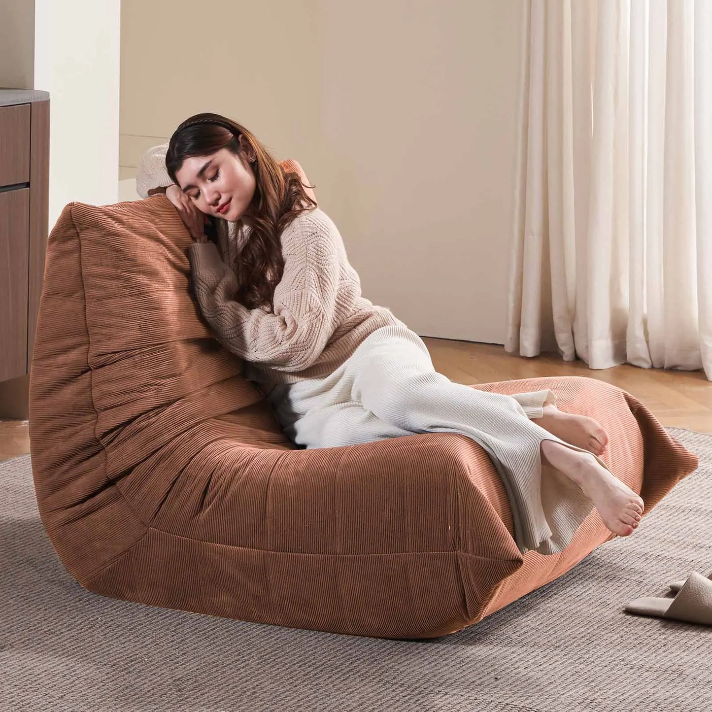 Extra Bionic Floor-Standing Recliner Chair, Single Bean Bag Sofa with High Elasticity Sponge
