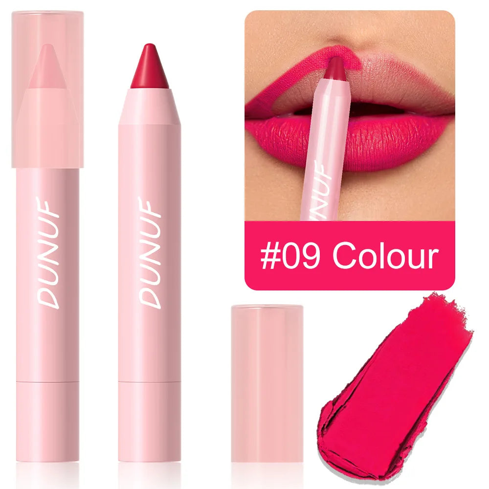18-Colors Lipstick Pencil Waterproof Sexy Red Matte Contour Tint Lipstick Lasting Non-stick Cup Lipliner Pen Lip Makeup Cosmetic - Merit Sell