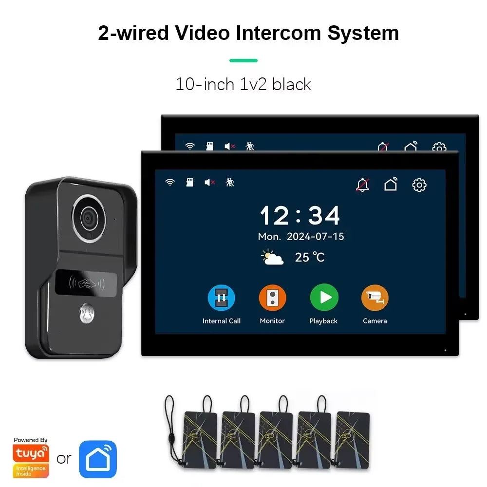 ANJIELO Smart Wifi 2-line intercom video Doorbell System 7/10-inch monitor 1080P doorbell camera Video doorbell Cartuya unlock