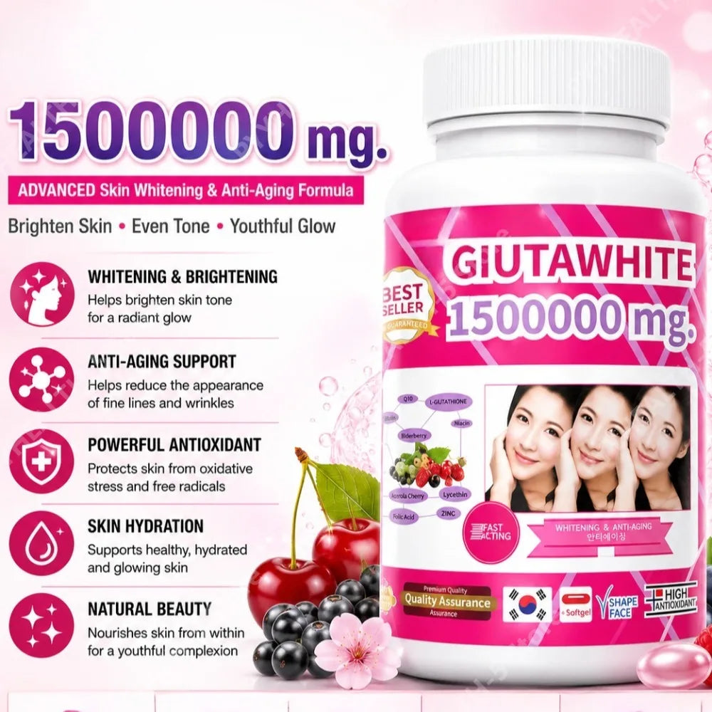 Beauty Nutrition Softgel Capsules with Glutathione Vitamin C Collagen Hyaluronic Acid Zinc Biotin Antioxidant Support 100 Count