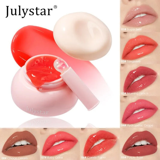 Long-lasting Moisturizing Solid Lip Jelly Red Tinted Lip & Cheek Jam Lip Balm Smooth Gloss Jelly LipGloss Water Light Lipsticks