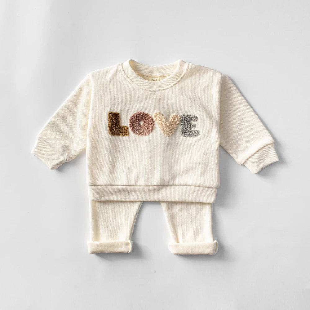 2024 Spring Baby Boys Clothes Cute Organic Cotton Sets Girls Long Sleeve Casual Sweatshirt+Pants 2pcs Kids Clothes Sports Suit