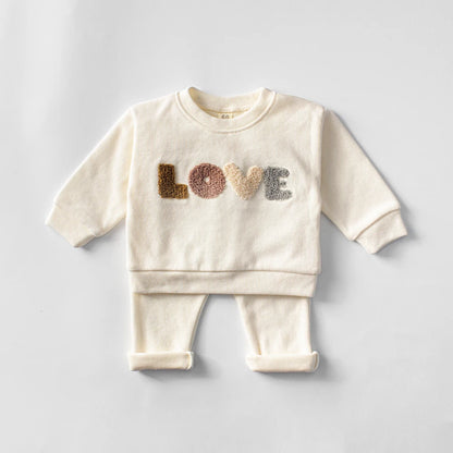 2024 Spring Baby Boys Clothes Cute Organic Cotton Sets Girls Long Sleeve Casual Sweatshirt+Pants 2pcs Kids Clothes Sports Suit