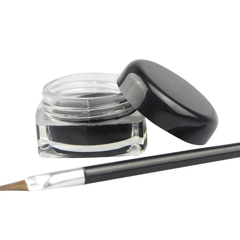 1PC Waterproof Gel Eyeliner Mini Eyeliner Gel Cream With Brush Makeup Cosmetic Black Waterproof Eye Liner Pen