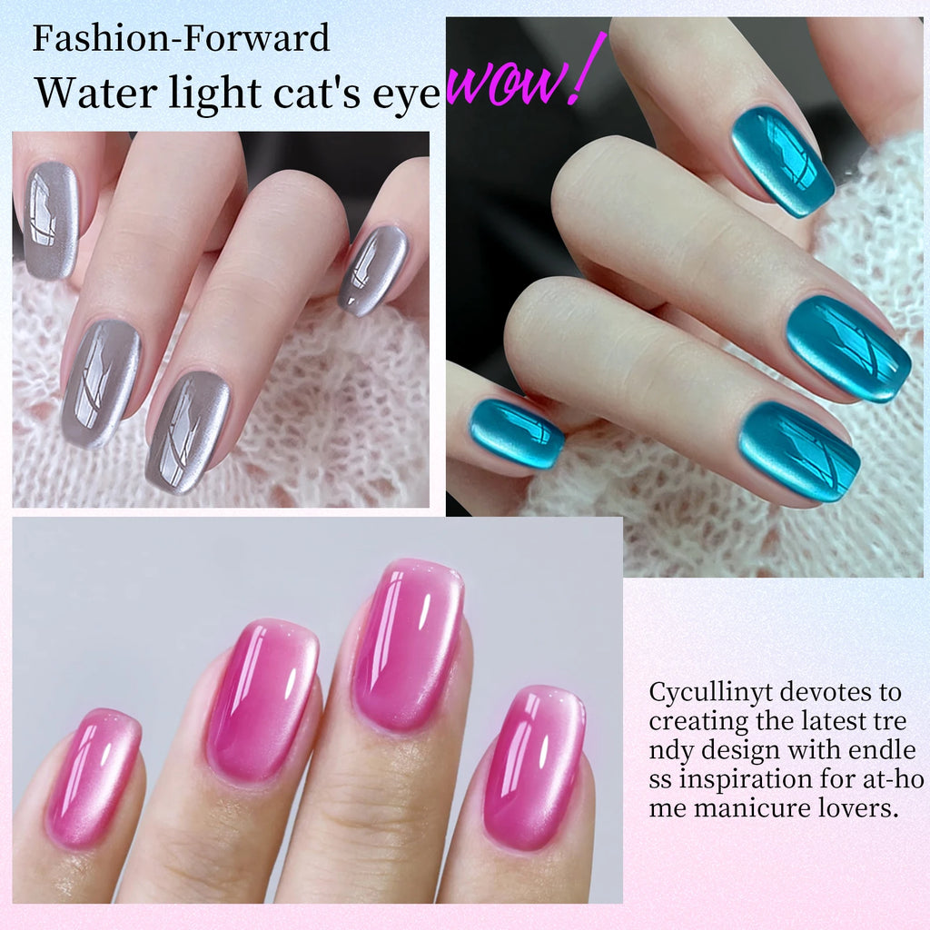 8ml Sparkling Water Light Cat Eye Gel Semi Permanent Soak Off Holographic Crystal Magnetic Gel Polish For Nail Art DIY Manicure