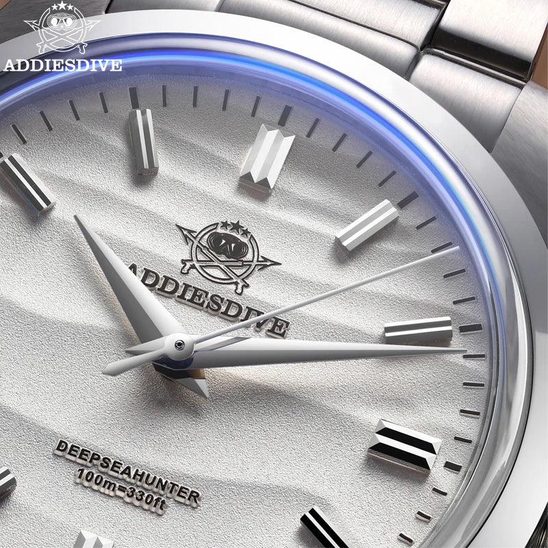 ADDIESDIVE 36mm AD2030 Men's Watch Desert Dial 316L Stainless Steel Reloj Hombre 100m Waterproof Quartz Watches