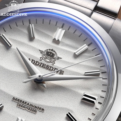 ADDIESDIVE 36mm AD2030 Men's Watch Desert Dial 316L Stainless Steel Reloj Hombre 100m Waterproof Quartz Watches
