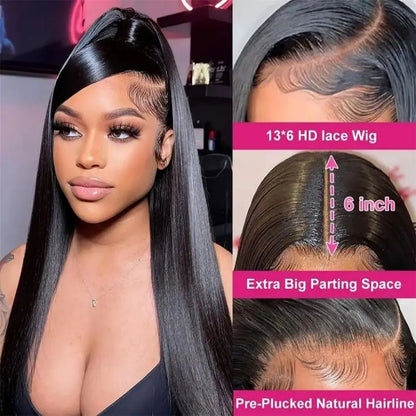 Ready To Wear Brazilian Bone Straight Glueless Wigs 13x4 13x6 HD Lace Front Human Hair Wig Pre Plucked Hair 5x5 Lace Closure Wig