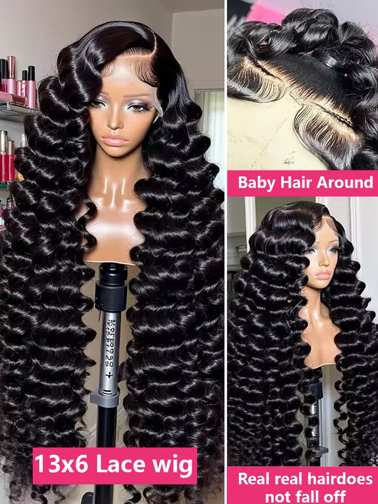 Loose Deep Wave 13x6 Hd Lace Front Human Hair Wig For Women Brazilian Curly Glueless Wigs On Clearance Sale 200 Density 40 inch