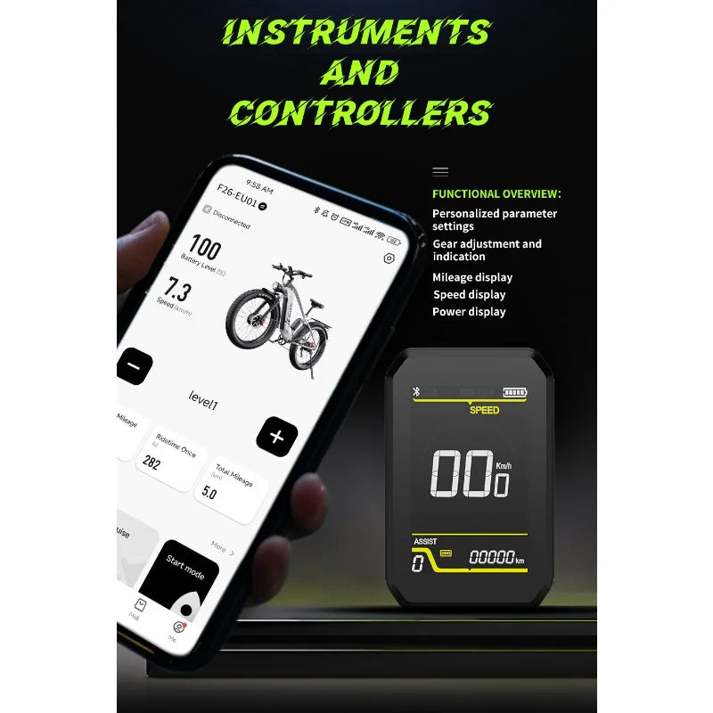 F26 Electric Bike 1500W Dual Motor 48V20AH Lithium Battery Aluminum Alloy Electric Bicycle 26*4.0-inch Fat Tire Mountain E-bike