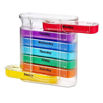 7 Days Medicine Medical Pill Box 28 Grids Weekly Pill Case Storage Box Travel Medicine Box Holder Tablet Organizer