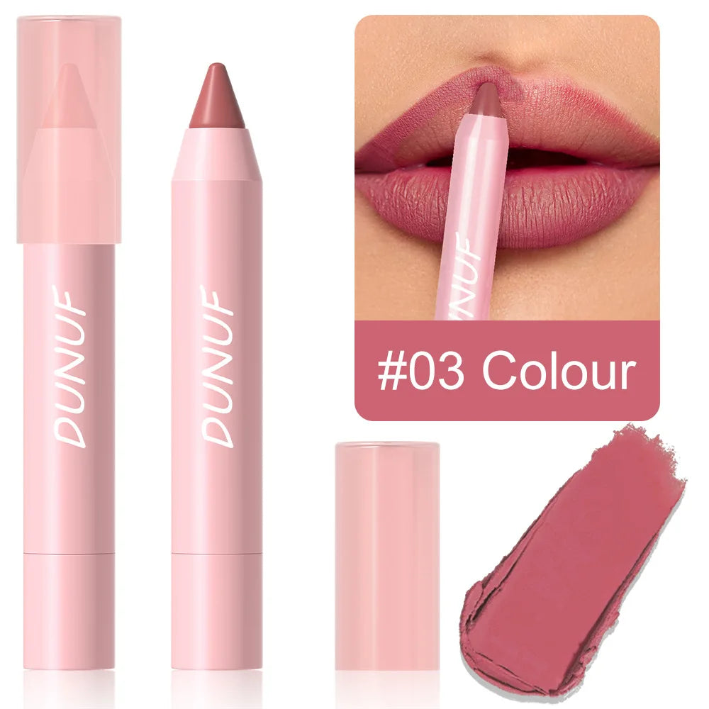 18-Colors Lipstick Pencil Waterproof Sexy Red Matte Contour Tint Lipstick Lasting Non-stick Cup Lipliner Pen Lip Makeup Cosmetic - Merit Sell