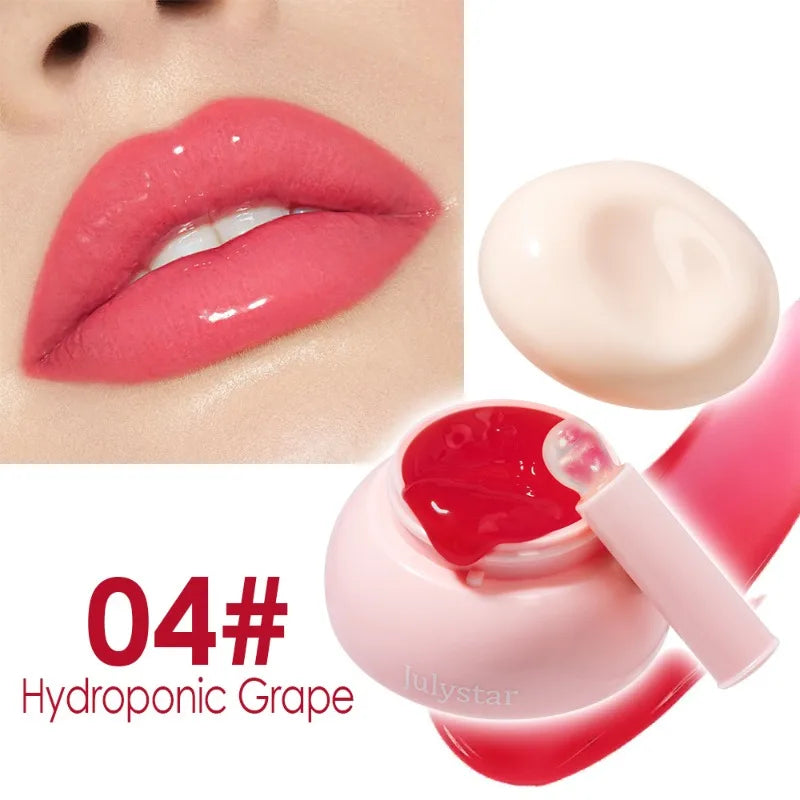 Long-lasting Moisturizing Solid Lip Jelly Red Tinted Lip & Cheek Jam Lip Balm Smooth Gloss Jelly LipGloss Water Light Lipsticks