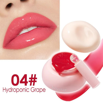 Long-lasting Moisturizing Solid Lip Jelly Red Tinted Lip & Cheek Jam Lip Balm Smooth Gloss Jelly LipGloss Water Light Lipsticks