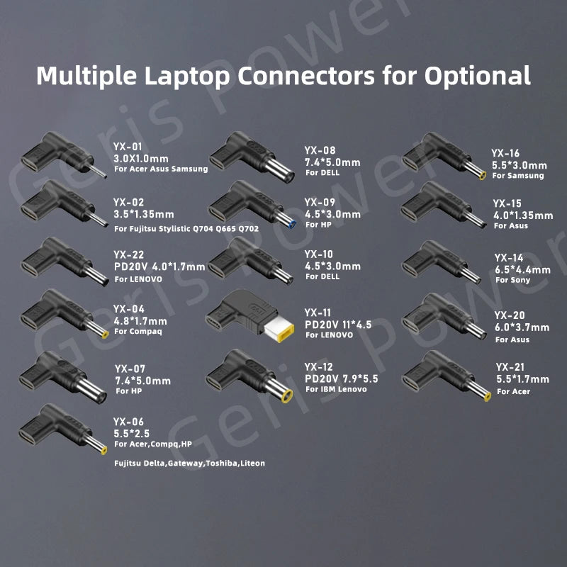100W USB Type C PD Laptop Power Bank to Laptop Charger Converter for Asus Lenovo Hp Dell Samsung Dc Power Adapter Connector