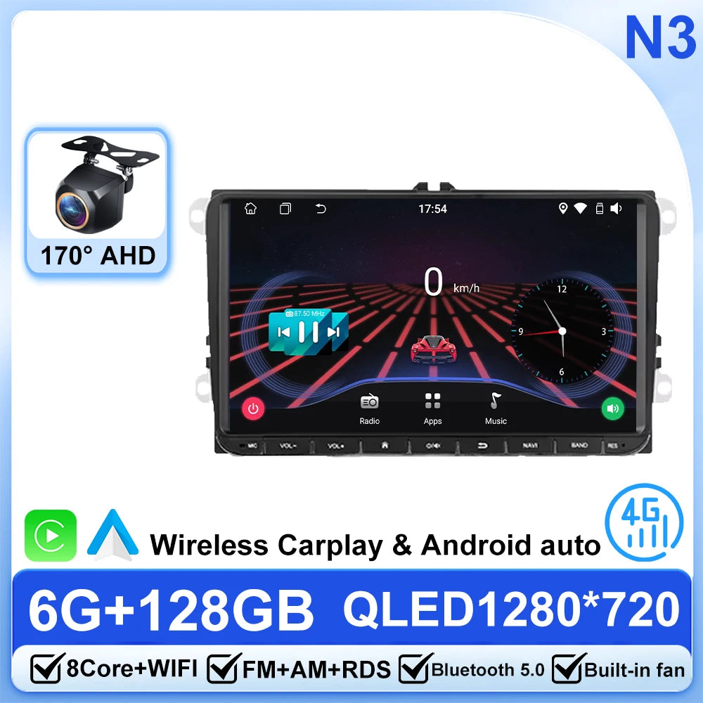 Android 14 Car Radio For Volkswagen Bora Golf 6 Passat Scirocco Sharan Touran Amarok For Skoda Octavia Fabia 2 Multimedia Video
