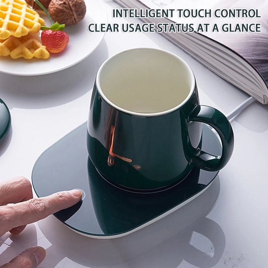 55℃ Temperature Cup Coffee Cup with Automatic Heating Pad USB Charging Ceramic Warmer Mug for Home Office Gift - Merit Sell