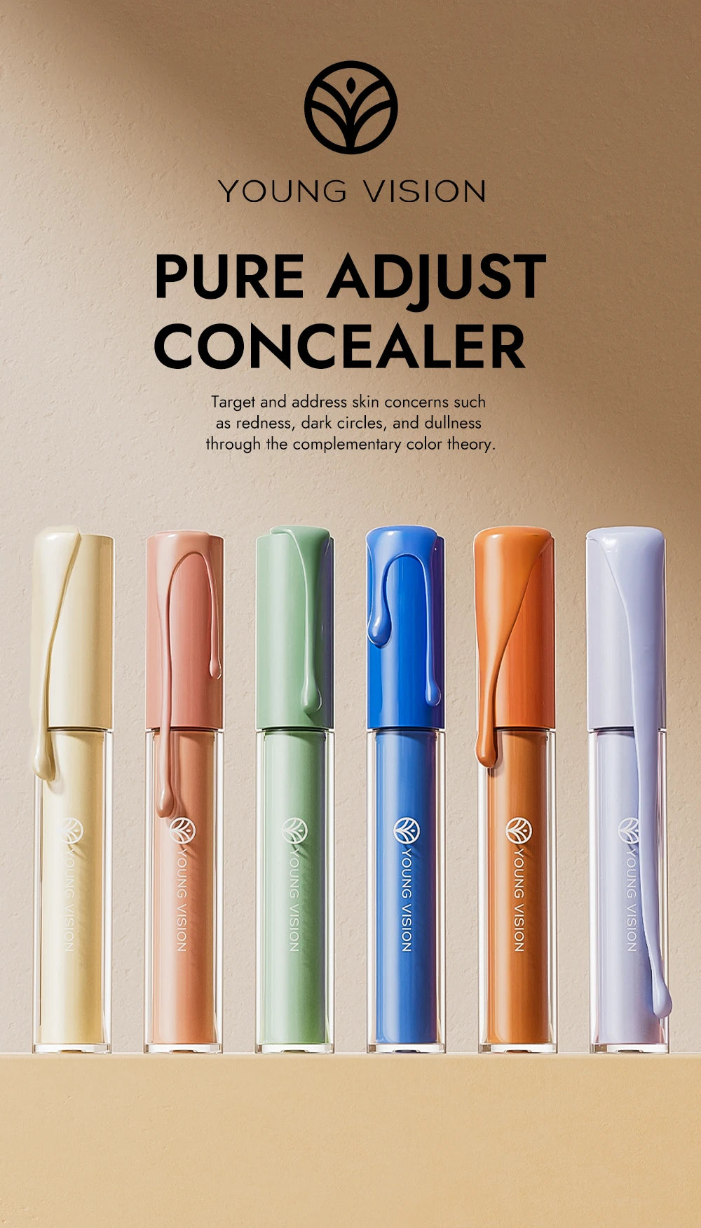 Yellow Orange Liquid Concealer Foundation Primer Base Facial Repair Dark Circles Corrector Skin Tone Purple Brighten Concealer