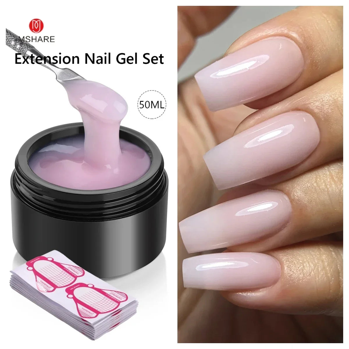 MSHARE 50ML Self Leveling Extension Nail Gel Set UV Led Construction Gel For Manicure Extend French Nail Art Build Nail
