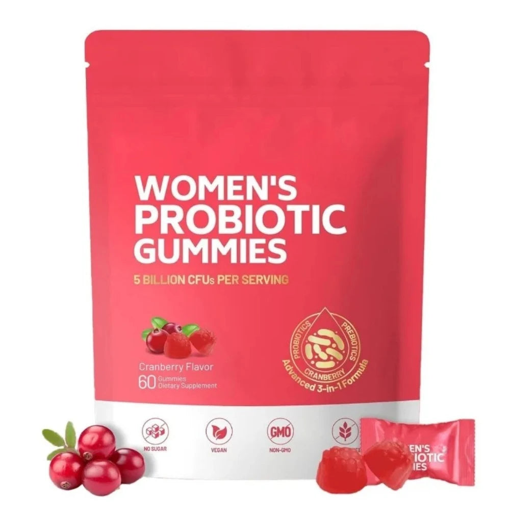 Women Probiotic Gummies with Prebiotic Fiber 5 Billion CFU Support Gut Digestive Balance Immune Defense Women PH Wellness 60 Ct