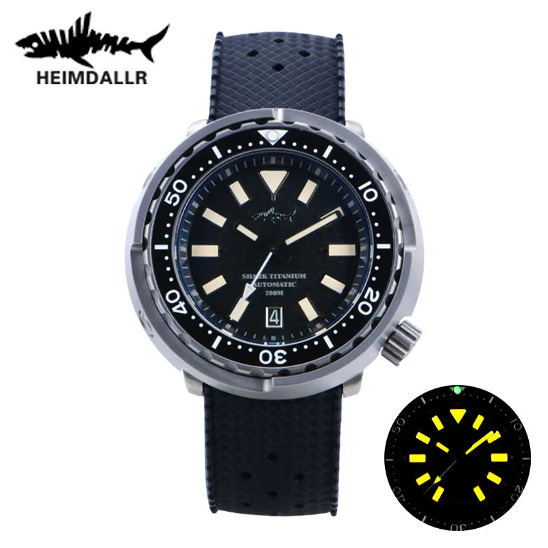 Heimdallr Retro Titanium Tuna Watch Grey Dial Luminous Sapphire 20Bar Waterproof Ceramic Bezel NH35 Automatic Mechanical Watch