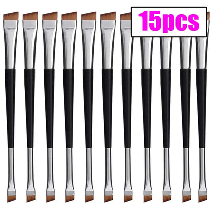 Professional Eyebrow Brush Eyeliner Angled Flat Head Blade Eye Liner Brow Contour Makeup Brushes Double-head Make Up Tools 15pcs
